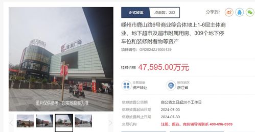 紹興嵊州寶龍廣場商業綜合體掛牌轉讓，掛牌價4.7億元